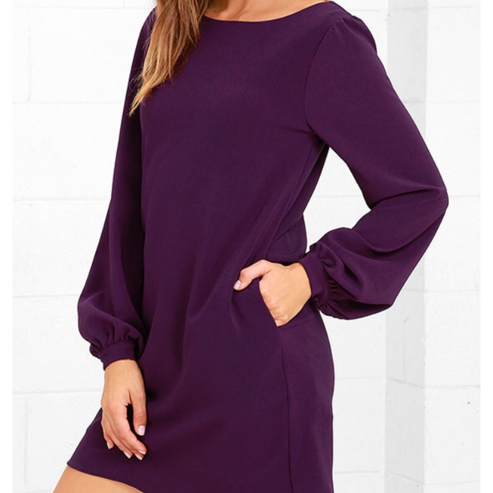 Lulu’s Perfect Situation Purple Shift Dress L/S